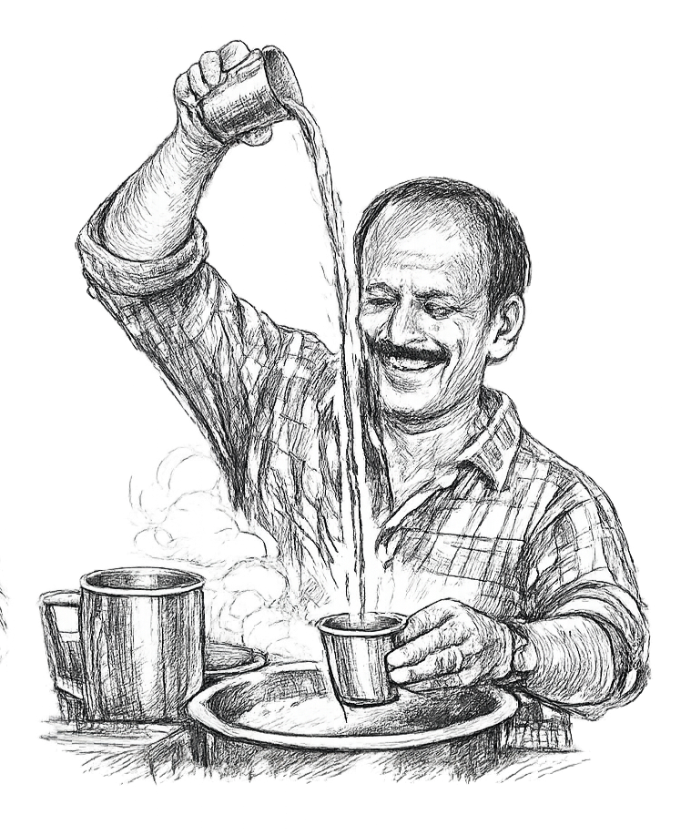 Surendran pouring tea